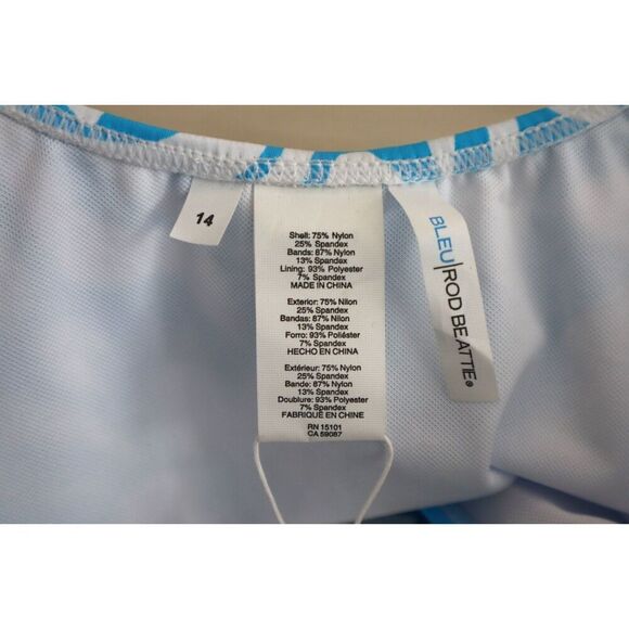 Bleu Rod Beatie Sz 14 Sun Day Fun Day Tie Front Cap Sleeve Crop Tankini Top - Picture 4 of 9